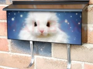 Bunny in a Christmas Cup Townhouse Mailbox Cover