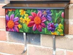 Colorful Summer Garden Flowers Townhouse Mailbox Cover