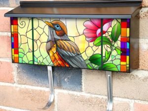 Stained Glass Bird Pattern Townhouse Mailbox Cover