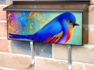 Pretty Blue Bird Townhouse Mailbox Cover