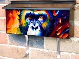 Beautiful Rainbow Chimpanzee Townhouse Mailbox Cover