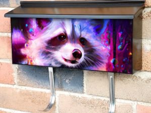 Raccoon with Flowers #1 Townhouse Mailbox Cover