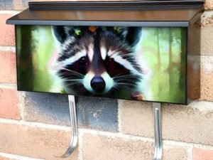 Raccoon with Flowers #2 Townhouse Mailbox Cover