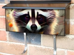 Raccoon with Flowers #3 Townhouse Mailbox Cover