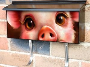 Piglet with Flowers Townhouse Mailbox Cover