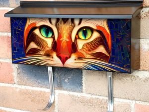 Colorful Mosaic Cat #1 Townhouse Mailbox Cover