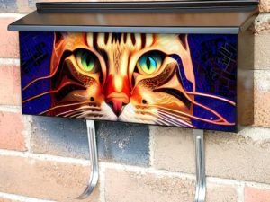 Colorful Mosaic Cat #2 Townhouse Mailbox Cover
