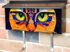 Colorful Mosaic Cat #3 Townhouse Mailbox Cover