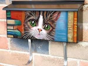 Cat in the Library Townhouse Mailbox Cover