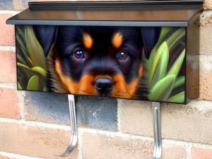 Rottweiler Puppy in the Garden Townhouse Mailbox Cover