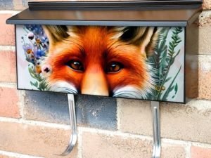 Springtime Fox with Flowers Townhouse Mailbox Cover