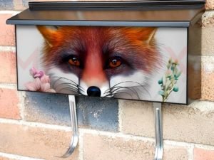 Springtime Fox with Flowers #2 Townhouse Mailbox Cover