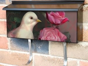 White Dove and Roses Townhouse Mailbox Cover