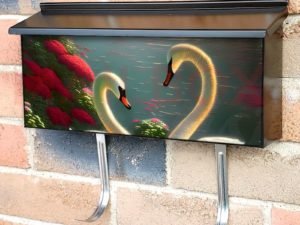 Summer Swan Couple  Townhouse Mailbox Cover