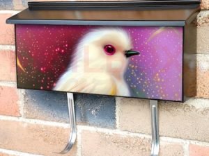 Fluffy White Bird and Roses #2 Townhouse Mailbox Cover