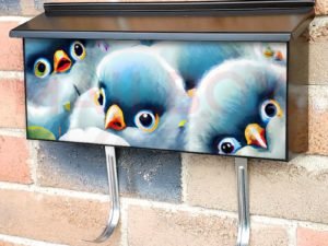 Cute Fluffy Baby Blue Birds Townhouse Mailbox Cover