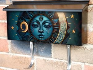 Celestial Sun and Moon Townhouse Mailbox Cover