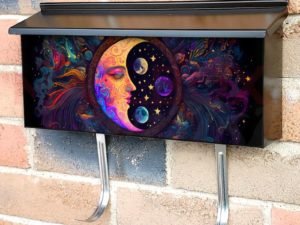 Bohemian Moon and Sun Townhouse Mailbox Cover