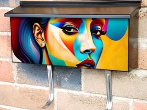 Colorful Art Nouveau Girl Townhouse Mailbox Cover