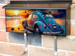 Volkswagen Beetle on the Beach Townhouse Mailbox Cover