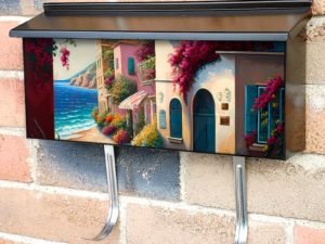 Colorful Spanish Village Townhouse Mailbox Cover
