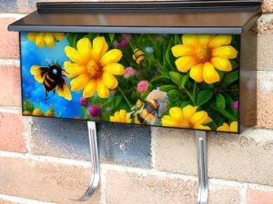 Bumblebees and Sunflowers #4 Townhouse Mailbox Cover