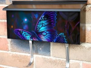 Glowing Blue Butterflies Townhouse Mailbox Cover