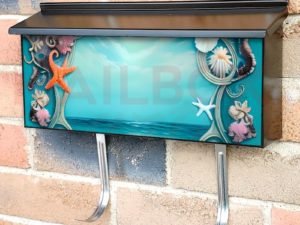 Seashells and Sea Design Townhouse Mailbox Cover