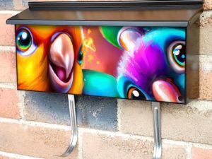 Cute Parrot Selfie Townhouse Mailbox Cover
