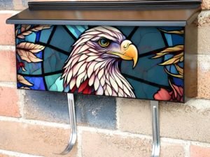 Stained Glass Eagle Design Townhouse Mailbox Cover