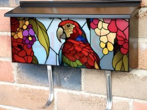 Stained Glass Parrot Design Townhouse Mailbox Cover