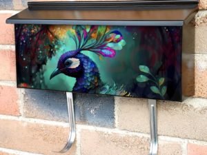 Pretty Colorful Peacock Townhouse Mailbox Cover