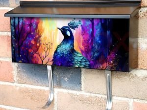 Pretty Colorful Peacock #2 Townhouse Mailbox Cover