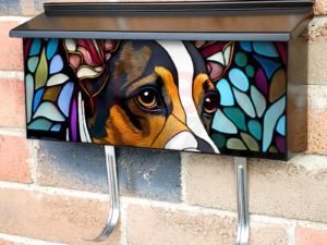 Stained Glass Terrier Design Townhouse Mailbox Cover