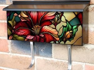 Stained Glass Lilly Design Townhouse Mailbox Cover