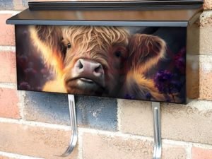 Highland Cow and Flowers #2 Townhouse Mailbox Cover