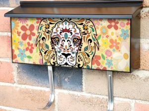 Sugar Skull Lion and Flowers Townhouse Mailbox Cover