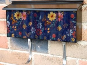 Painted Flowers on Wood #1 Townhouse Mailbox Cover