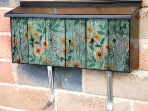 Painted Flowers on Wood #2 Townhouse Mailbox Cover