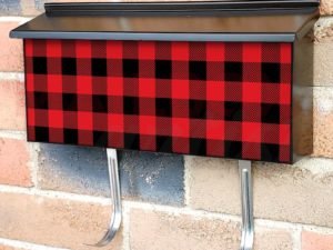 Red and Black Buffalo Plaid Design Townhouse Mailbox Cover
