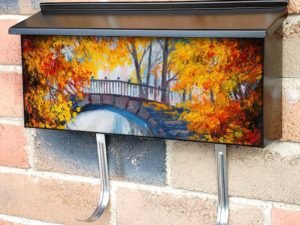 Autumn Forest Bridge Townhouse Mailbox Cover