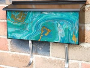 Blue and Gold Color Marble Pattern Townhouse Mailbox Cover