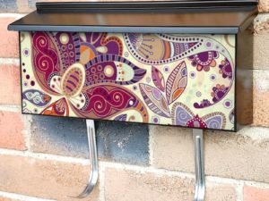Pretty Purple Paisley Design Townhouse Mailbox Cover