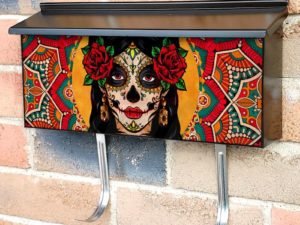 Sugar Skull Girl with Flowers #4 Townhouse Mailbox Cover