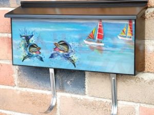 Cheerful Dolphins Playing Townhouse Mailbox Cover