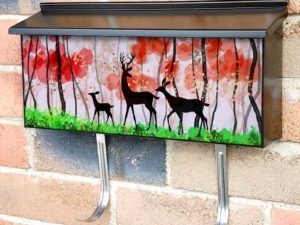Deer Family Silhouette Townhouse Mailbox Cover