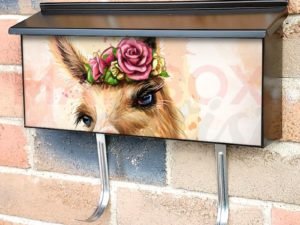Cute Smiling Alpaca with Flowers Townhouse Mailbox Cover