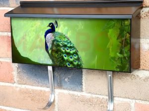 Green Forest and Peacock Townhouse Mailbox Cover