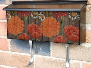 Flowers on Wood Background #7 Townhouse Mailbox Cover