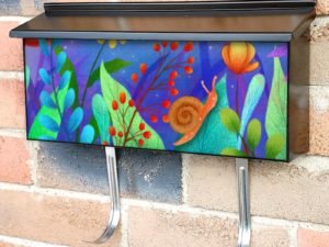 Cute Garden Flowers with a Snail Townhouse Mailbox Cover